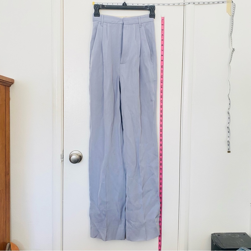 Iris & Ink Light Powder Blue Pleated Wide-Leg Trousers